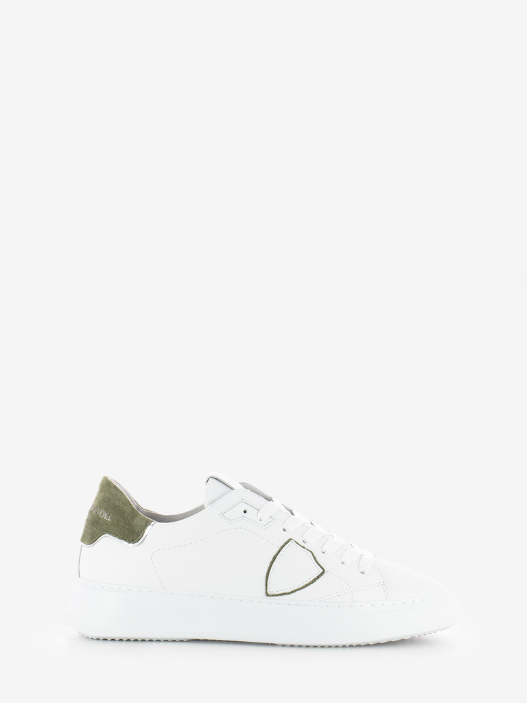 PHILIPPE MODEL - Temple low veau daim blanc / vert