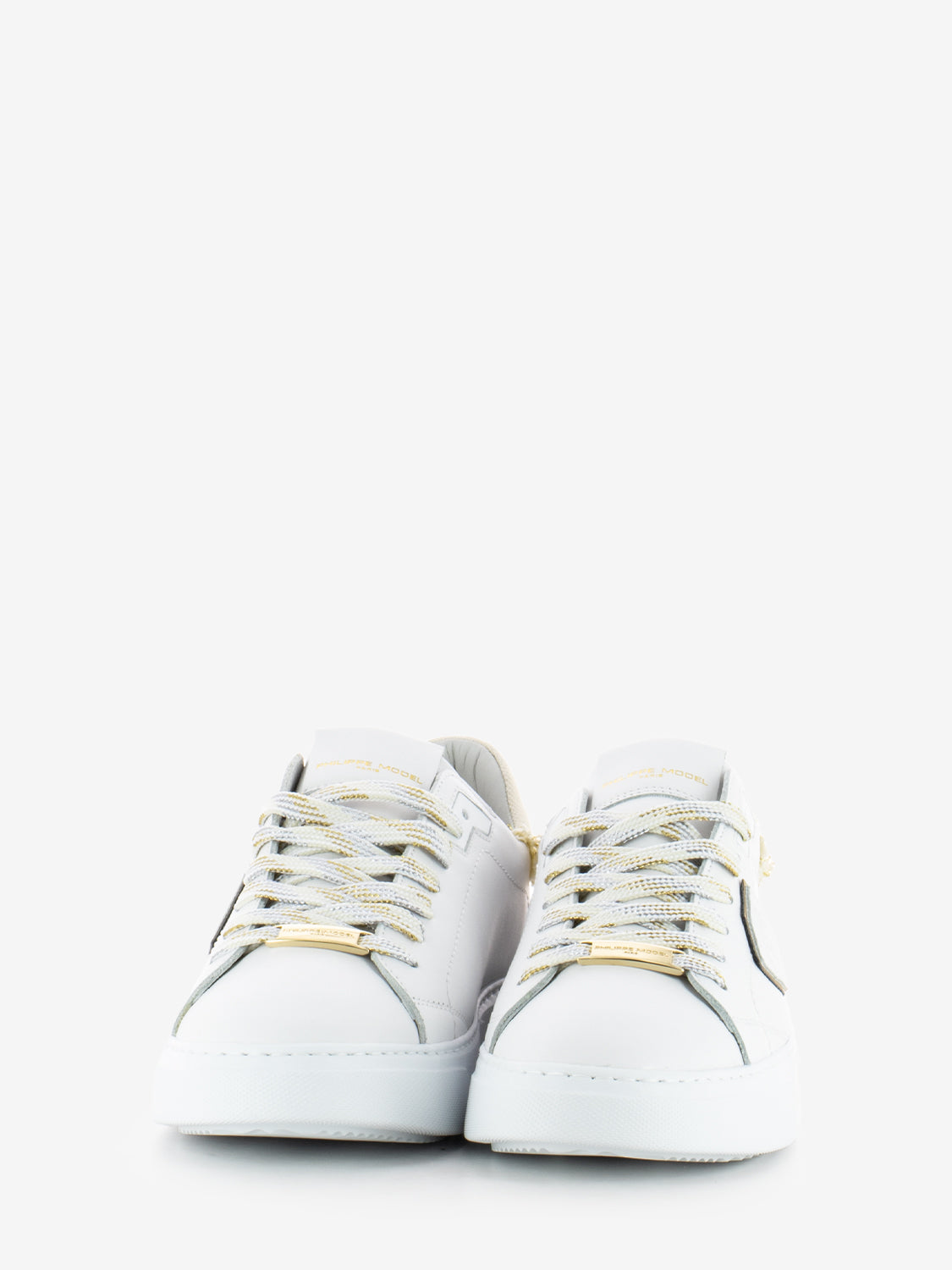 Temple Low Woman Veau denim blanc / beige