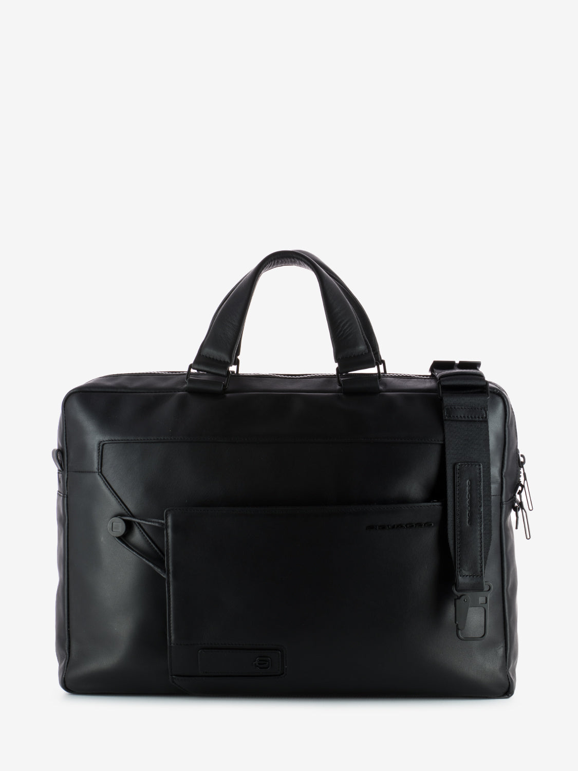 Cartella in pelle e due manici notebook 15.6'' nero