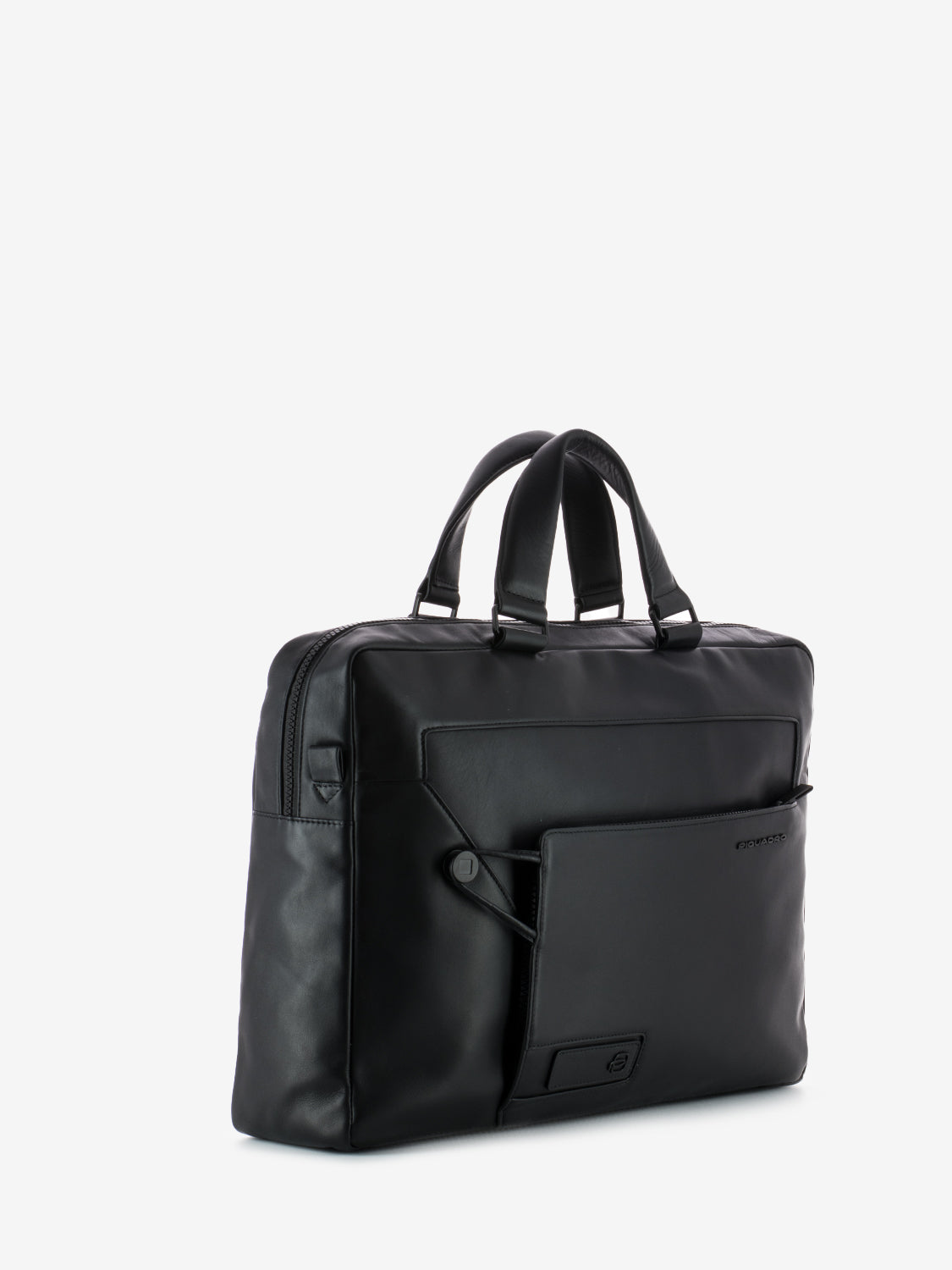 Cartella in pelle e due manici notebook 15.6'' nero