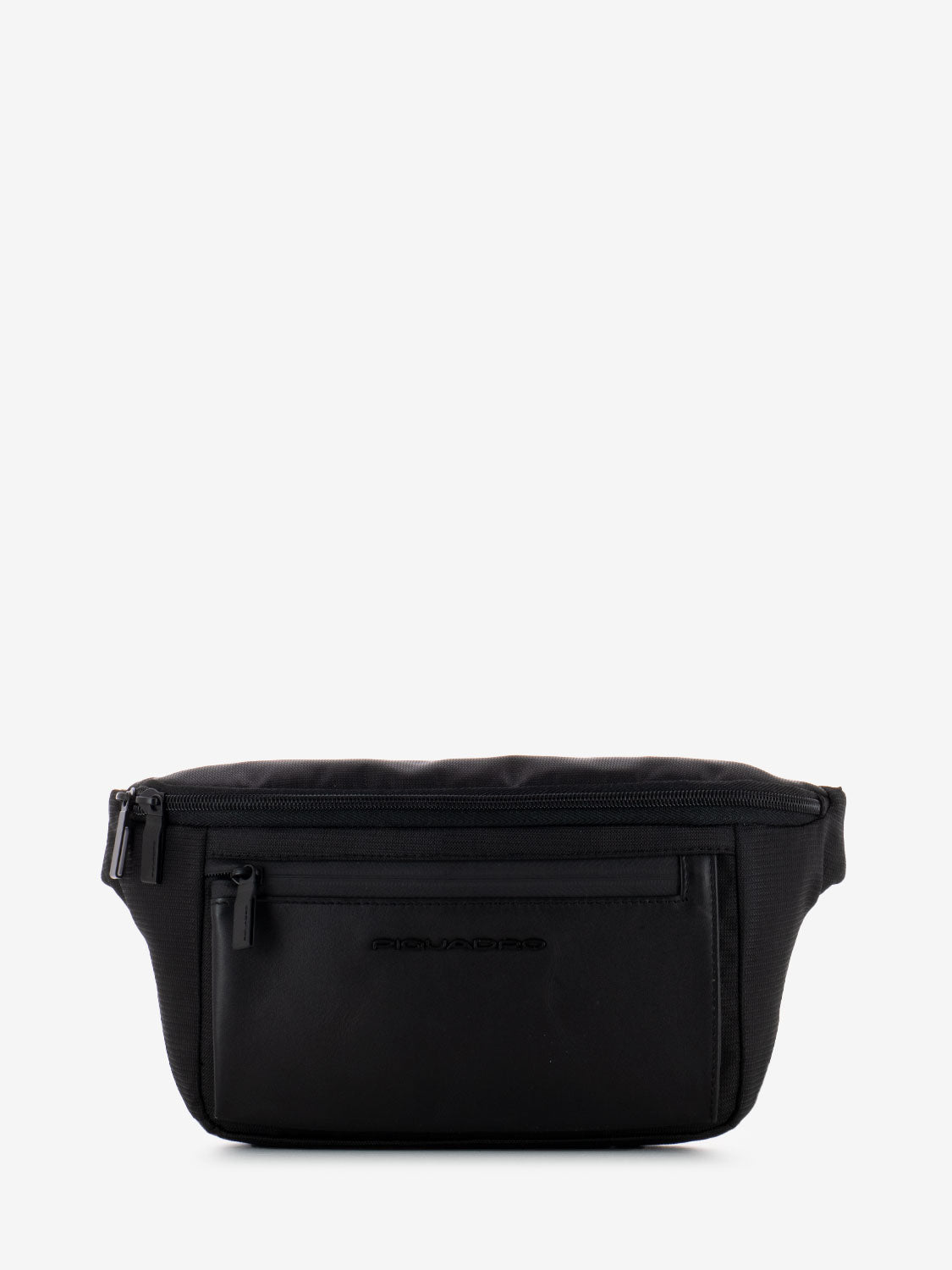 Black leather and fabric bum bag