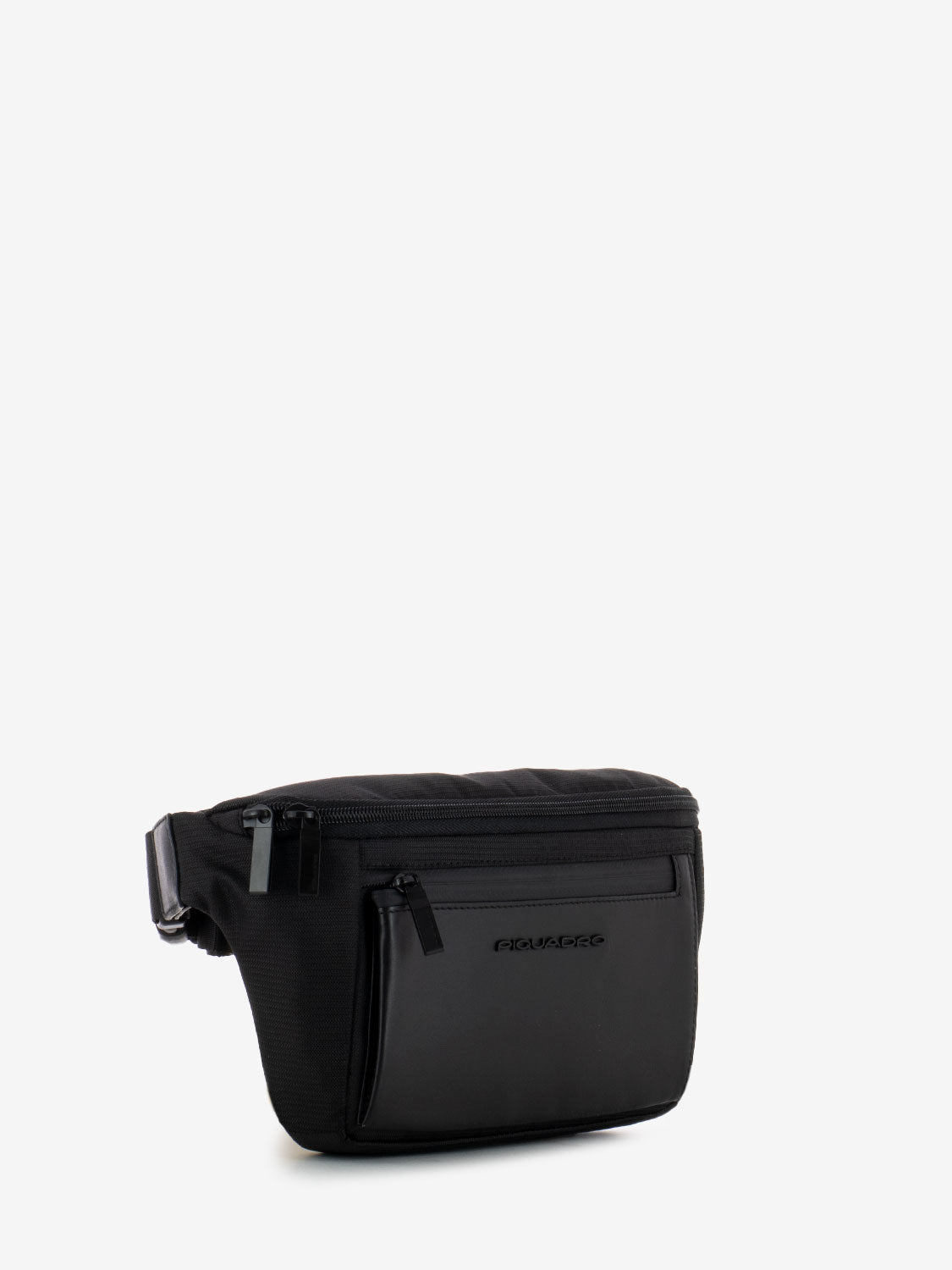 Black leather and fabric bum bag