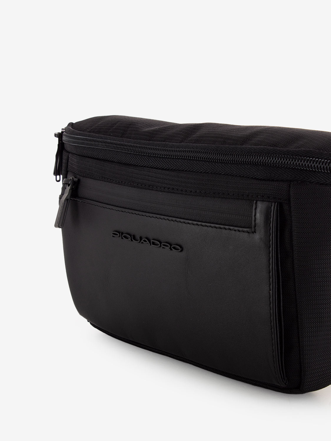 Black leather and fabric bum bag