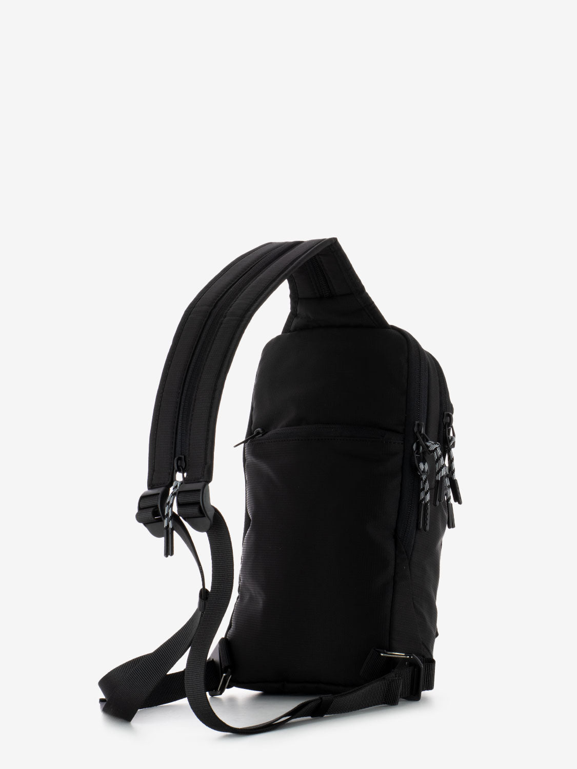 One shoulder in black fabric