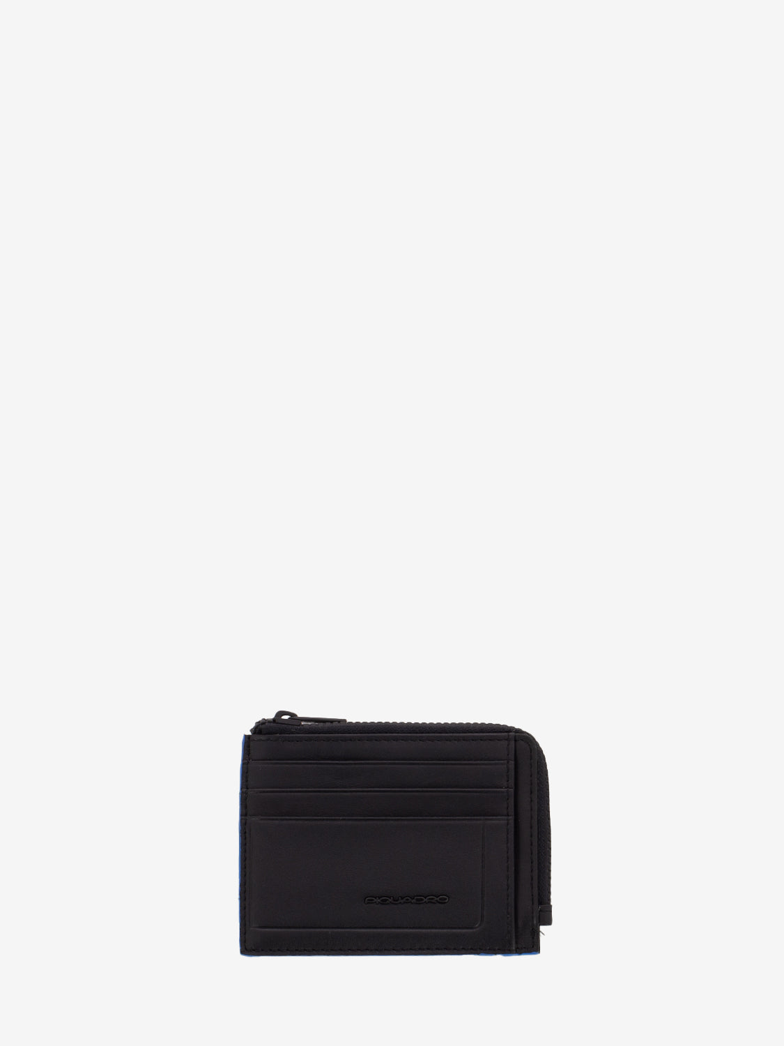 Porta carte con zip in pelle nero