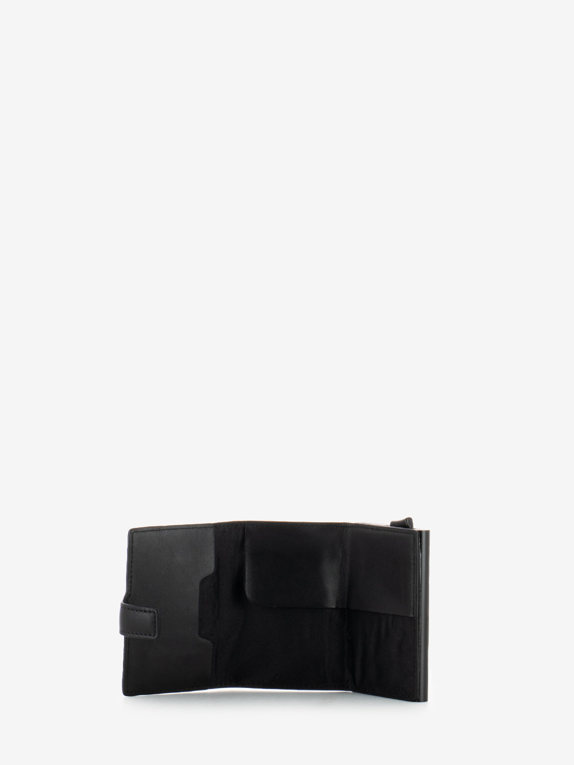Black metal and leather credit card holder