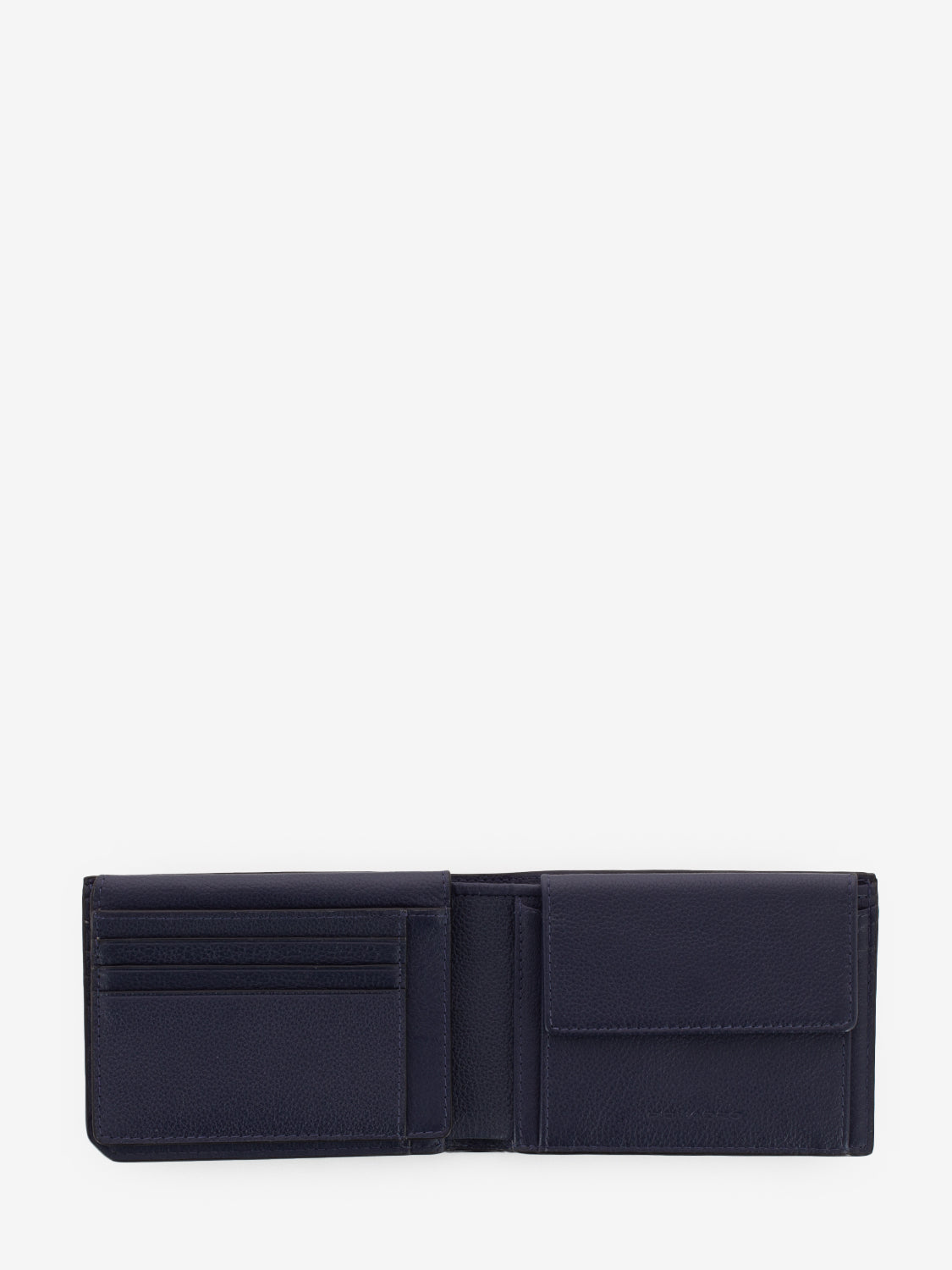 Blue leather wallet with document holder