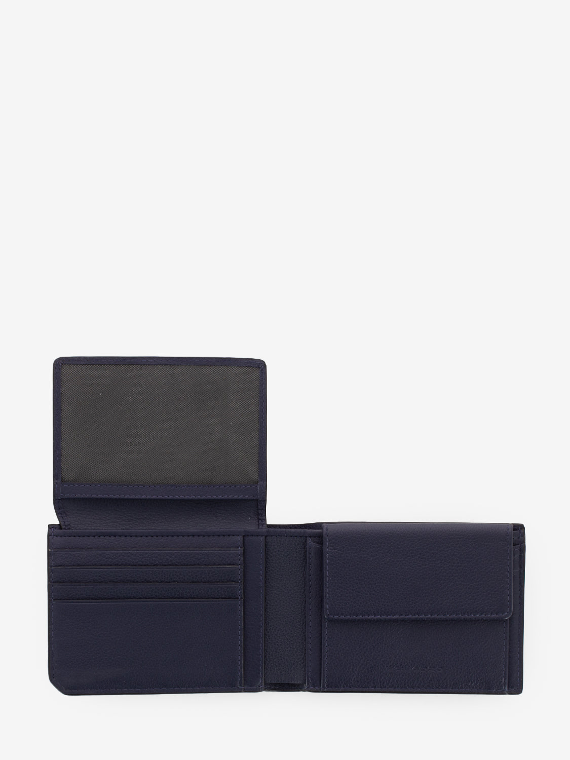 Blue leather wallet with document holder