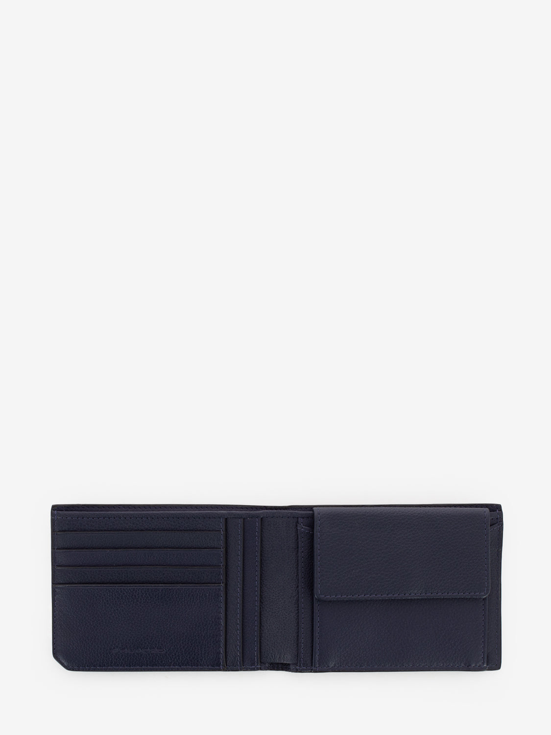 Blue leather wallet with coin purse