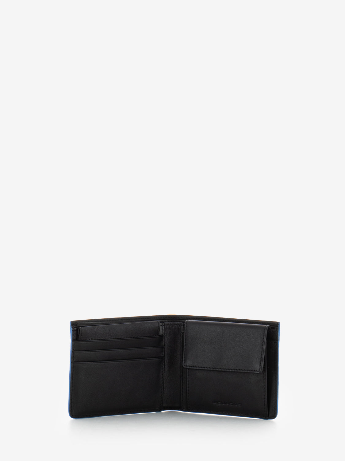 Leather wallet with coin and document holder black