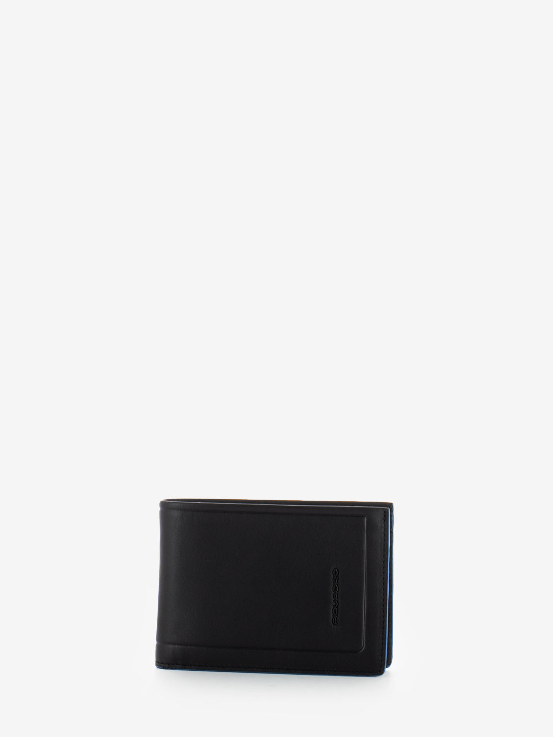 Leather wallet coin and document holder black / blue