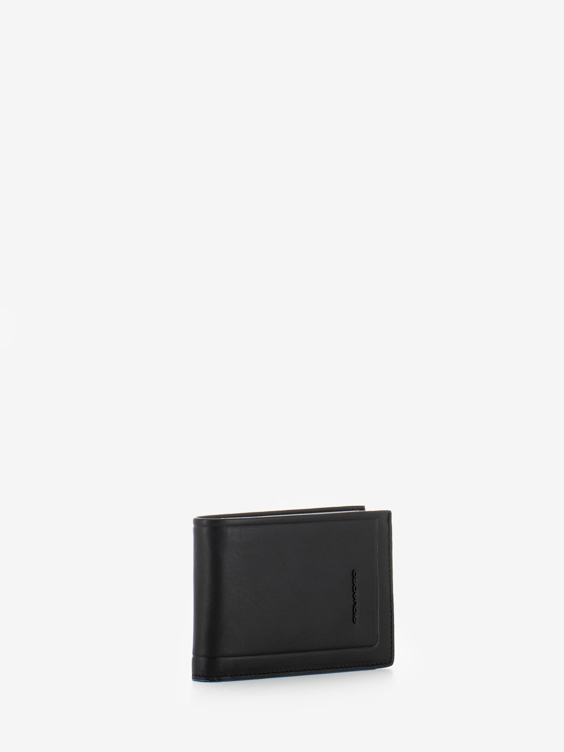 Leather wallet coin and document holder black / blue