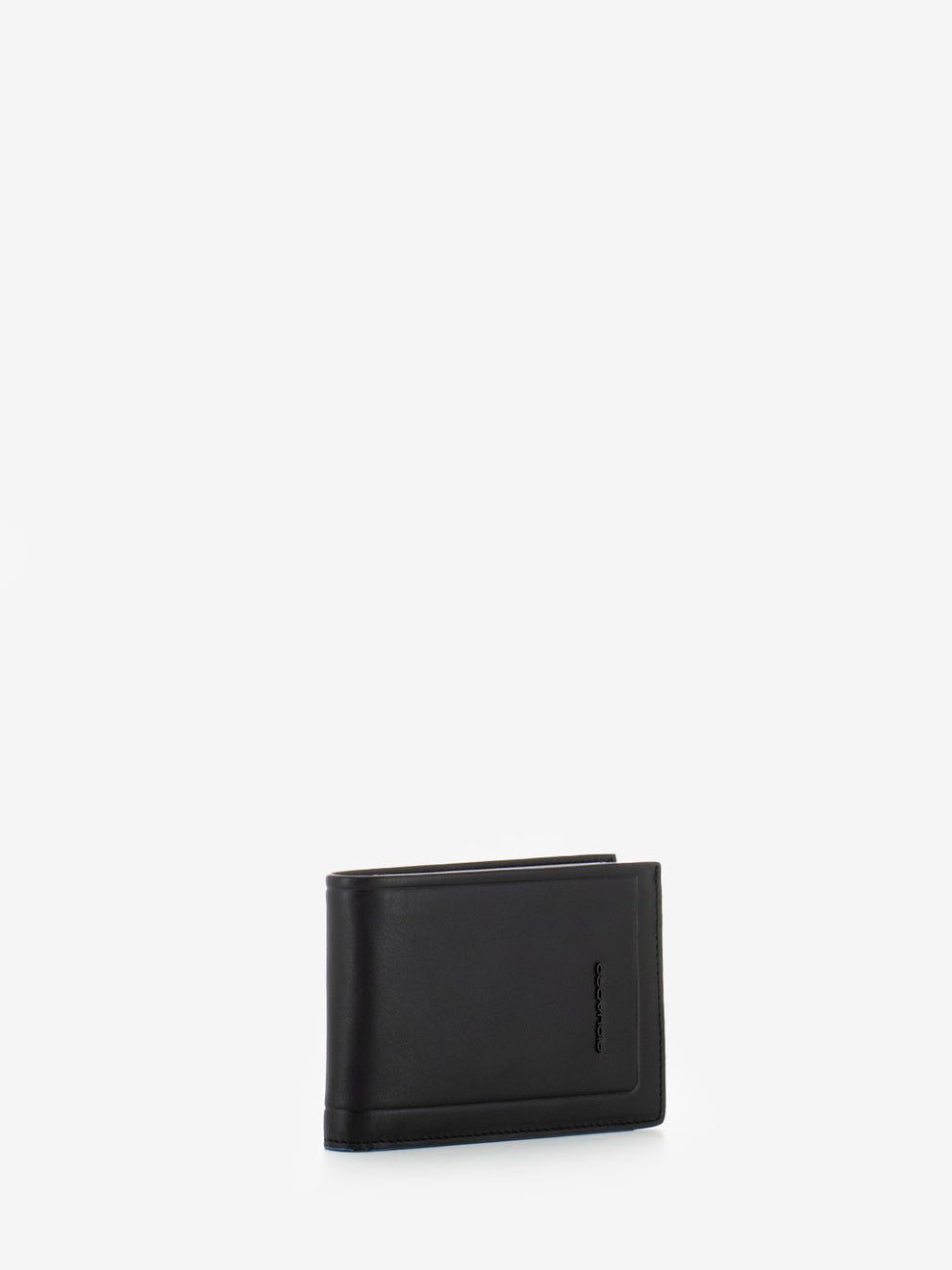 Leather wallet coin and document holder black / blue