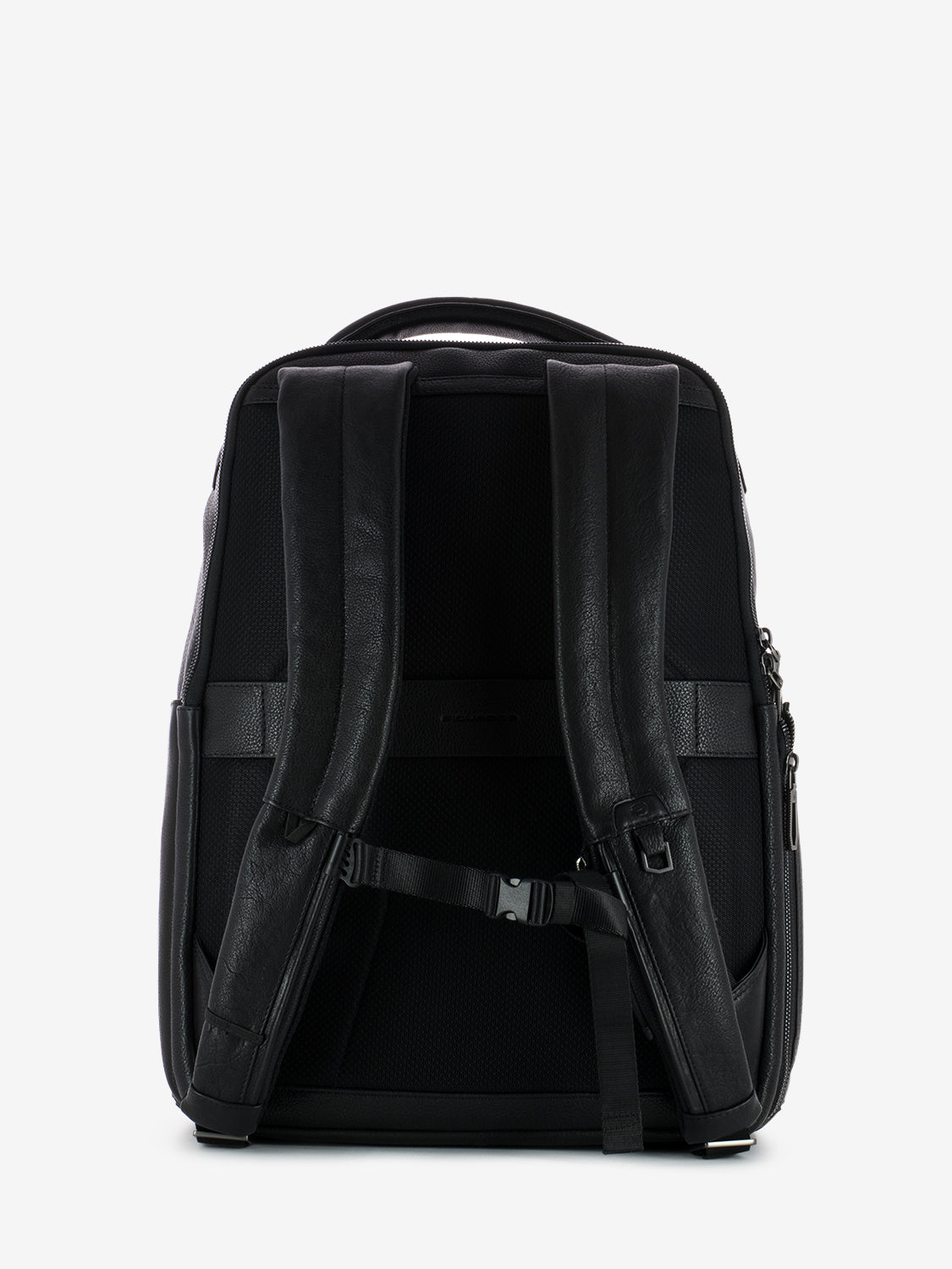 Black leather 15.6 laptop backpack