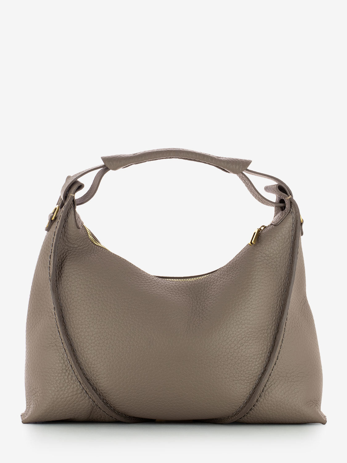 Borsa Queen in pelle martellata taupe
