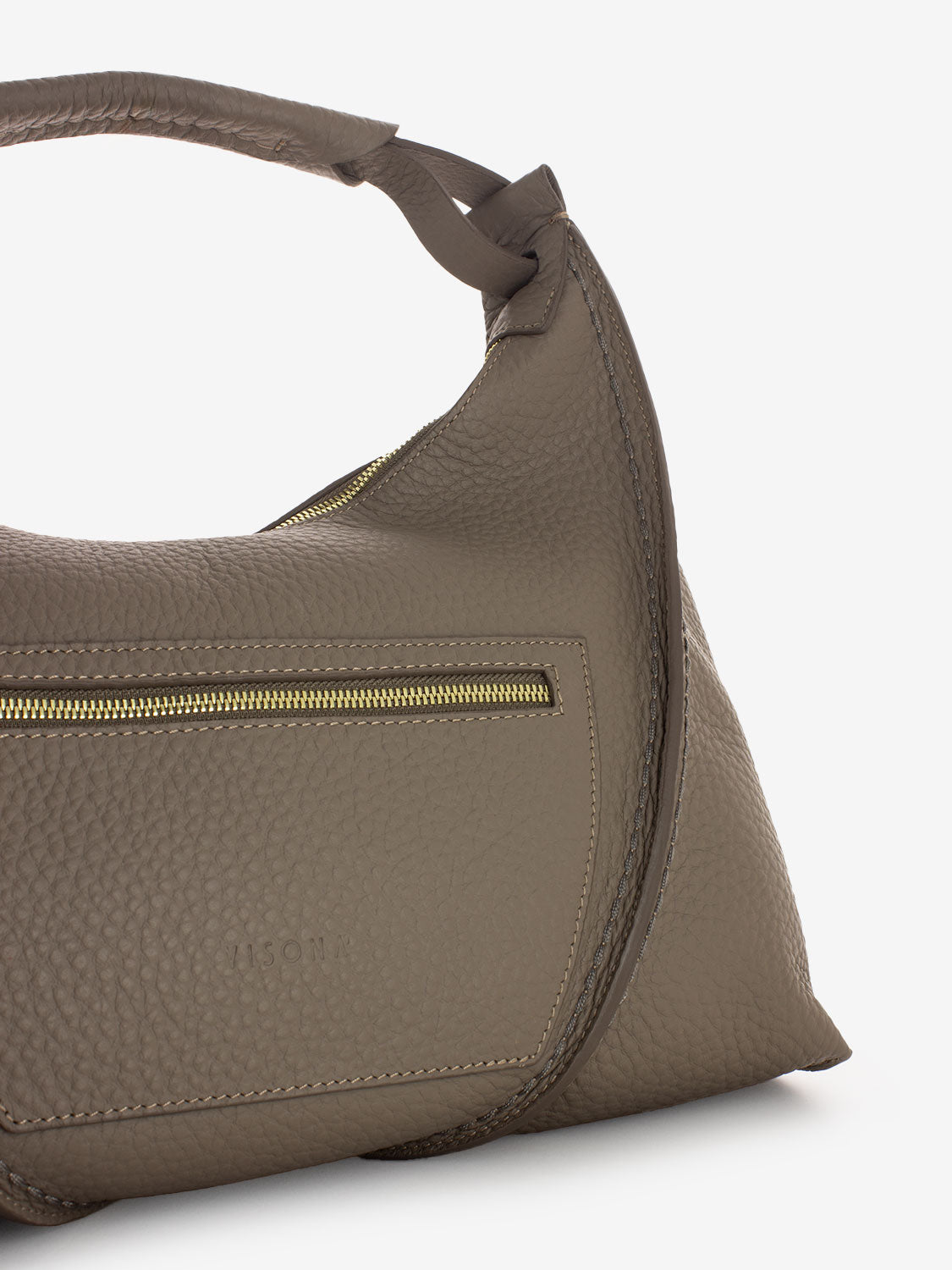 Borsa Queen in pelle martellata taupe