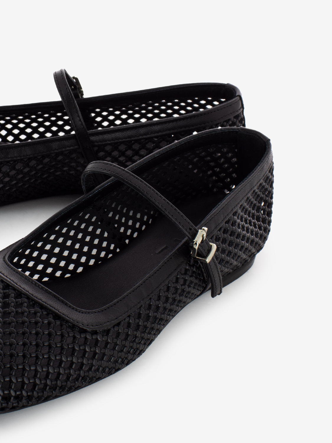 Baby ballerina with black perforated strap