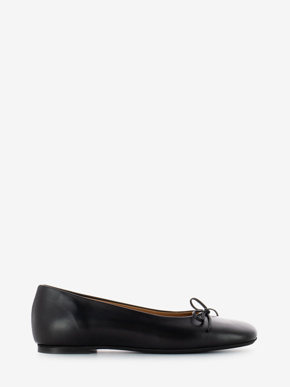 Black leather square ballerinas