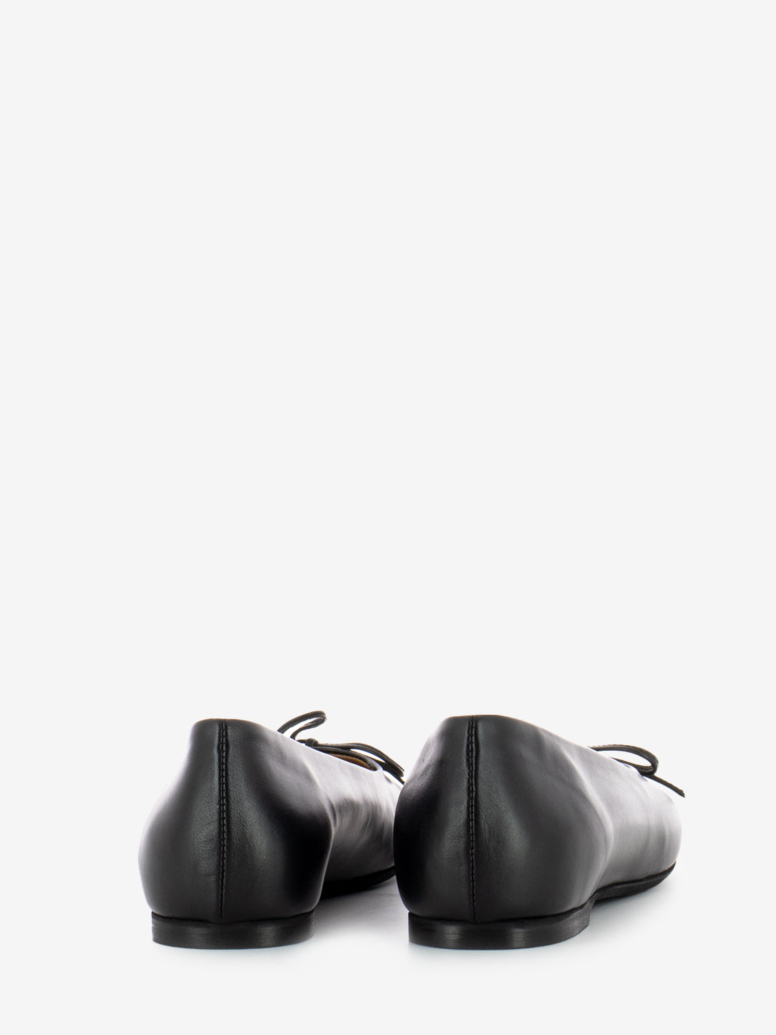 Black leather square ballerinas