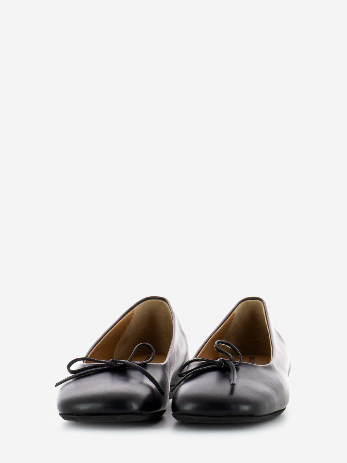Black leather square ballerinas