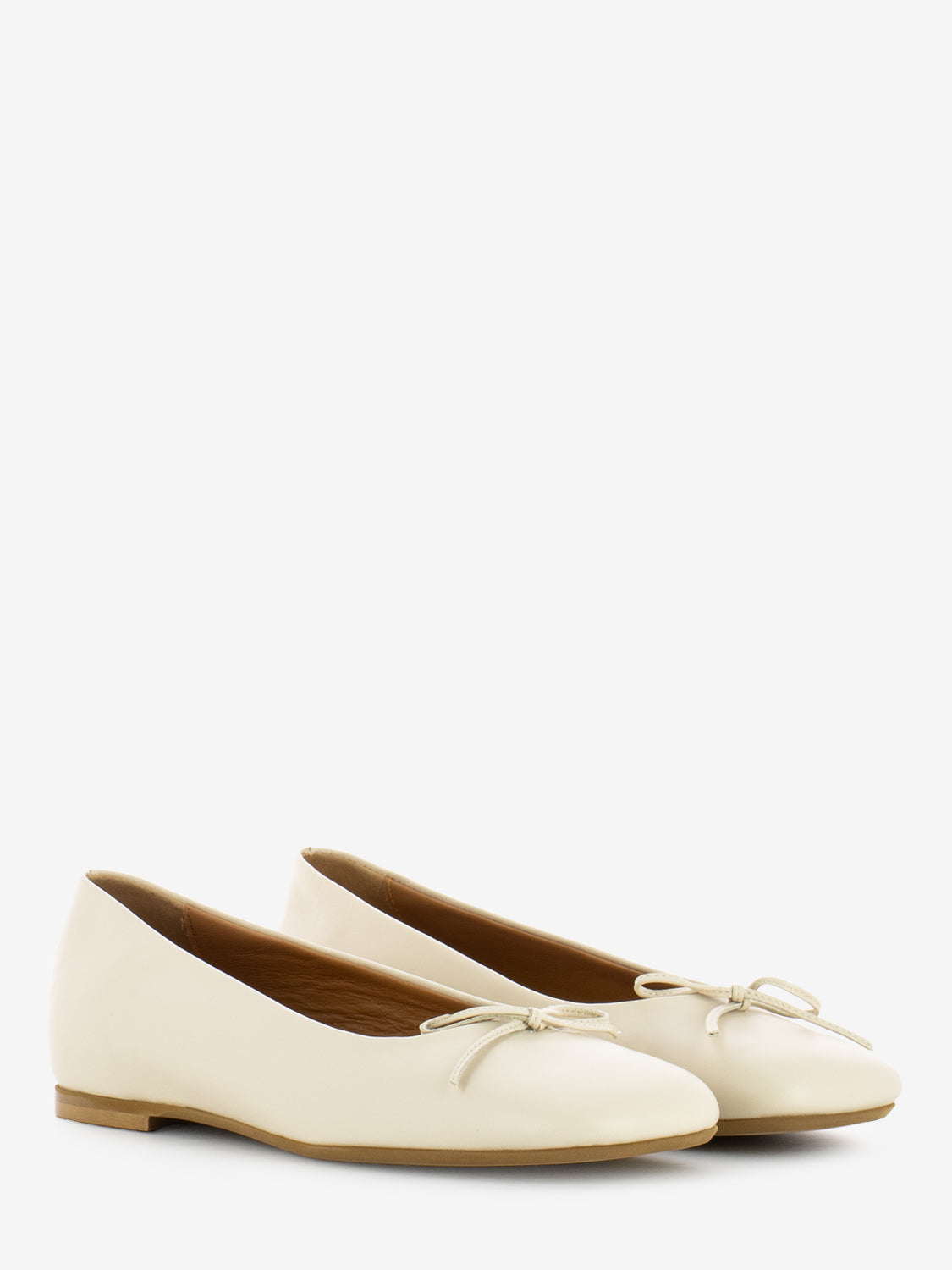 Sand leather square ballerinas