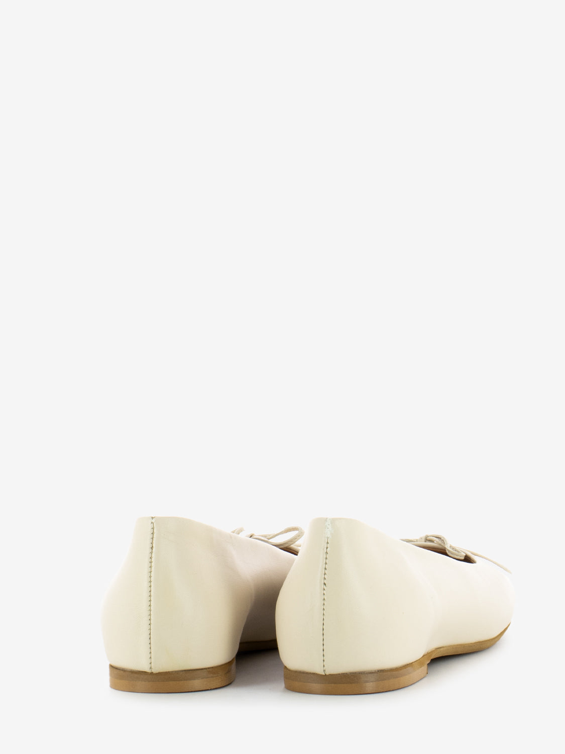 Sand leather square ballerinas