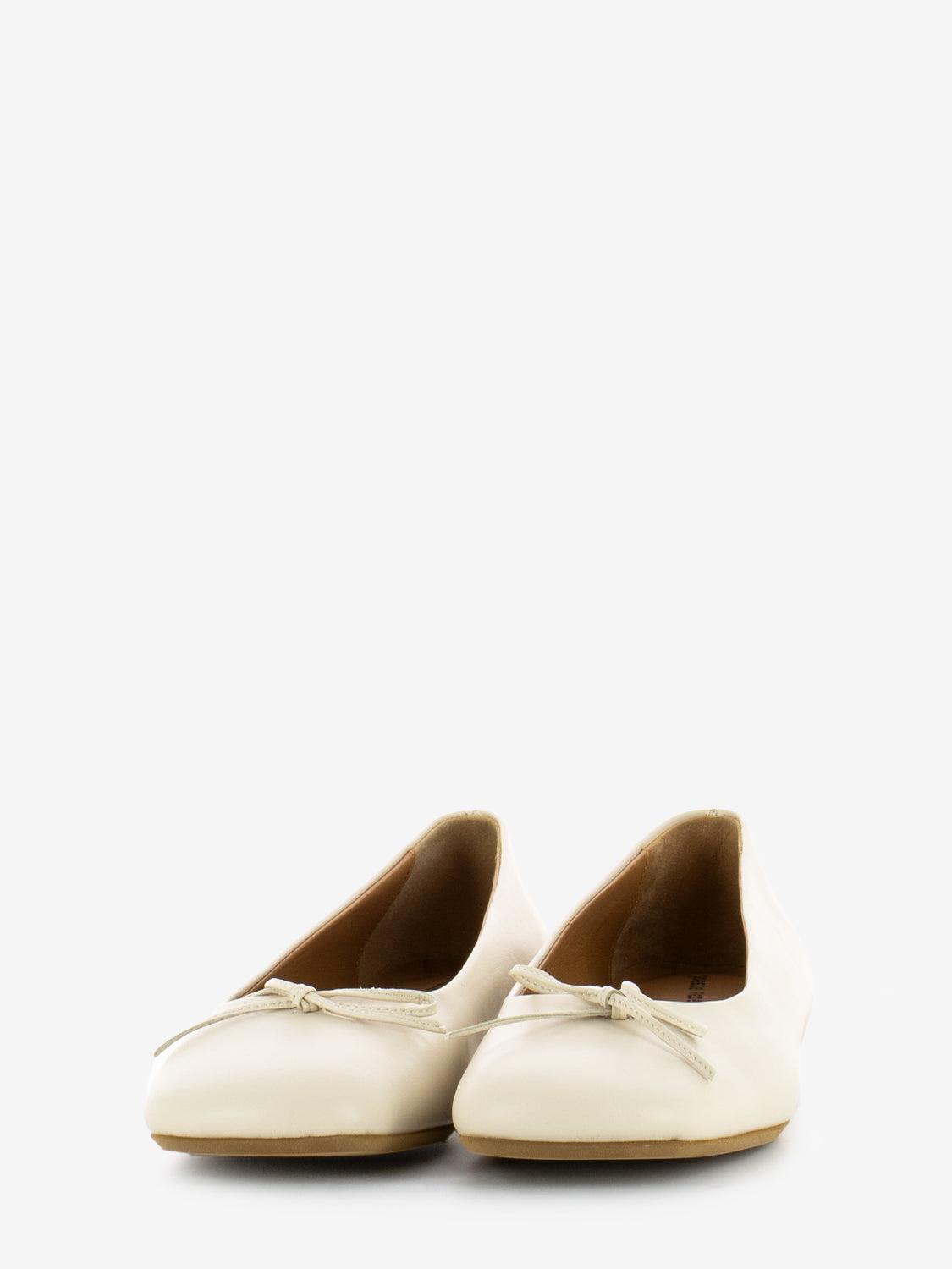 Sand leather square ballerinas