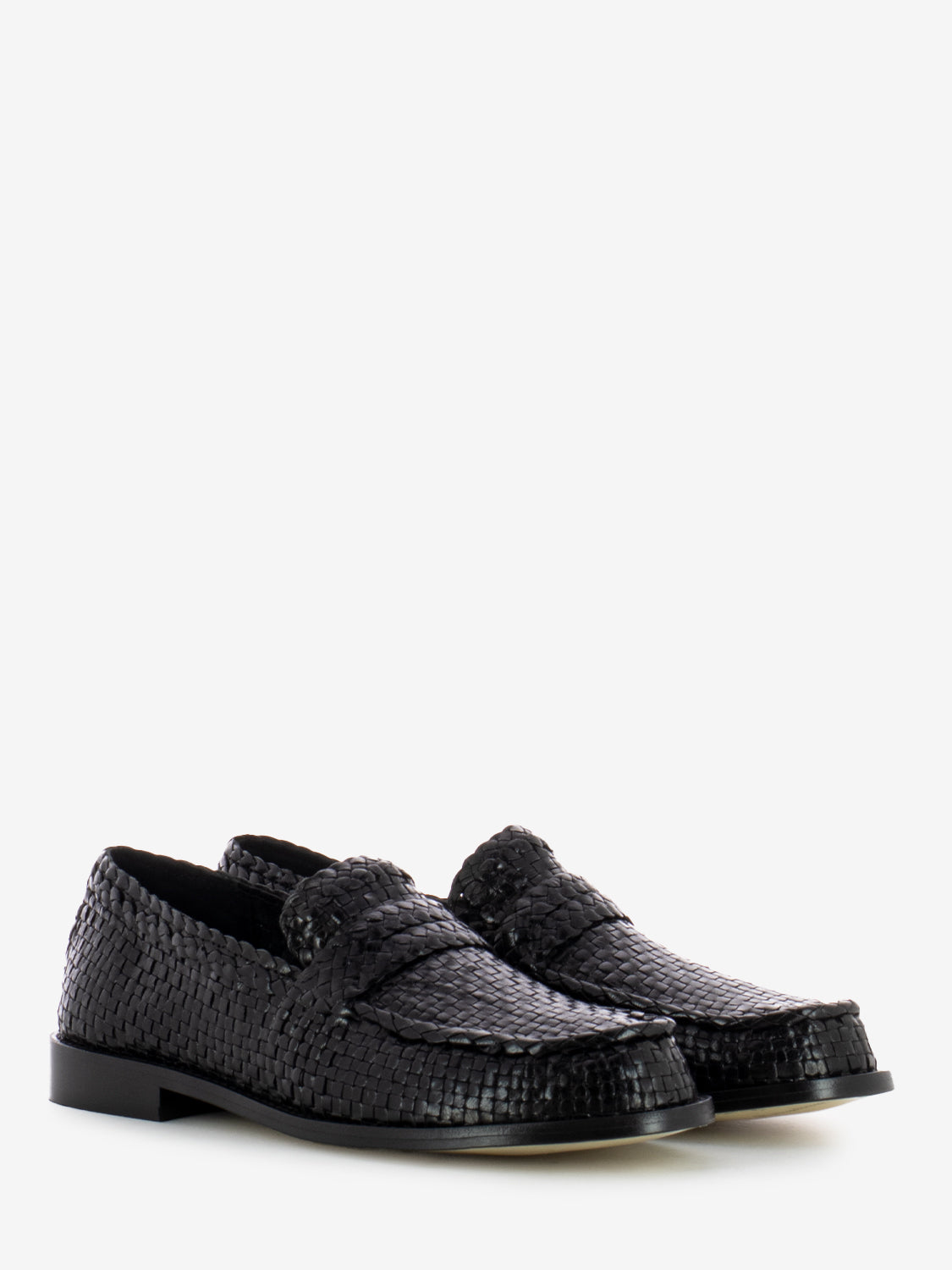 Black woven moccasins