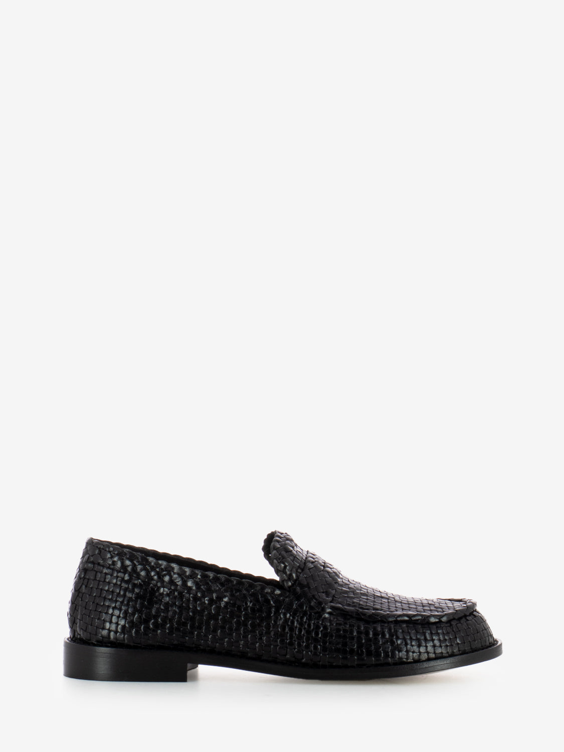 Black woven moccasins