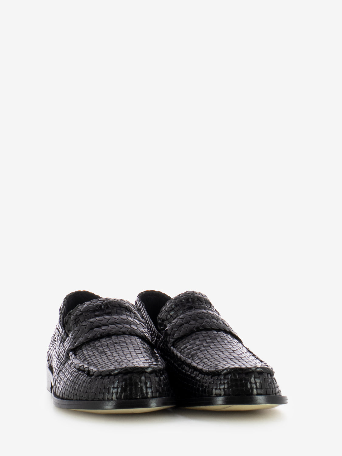 Black woven moccasins