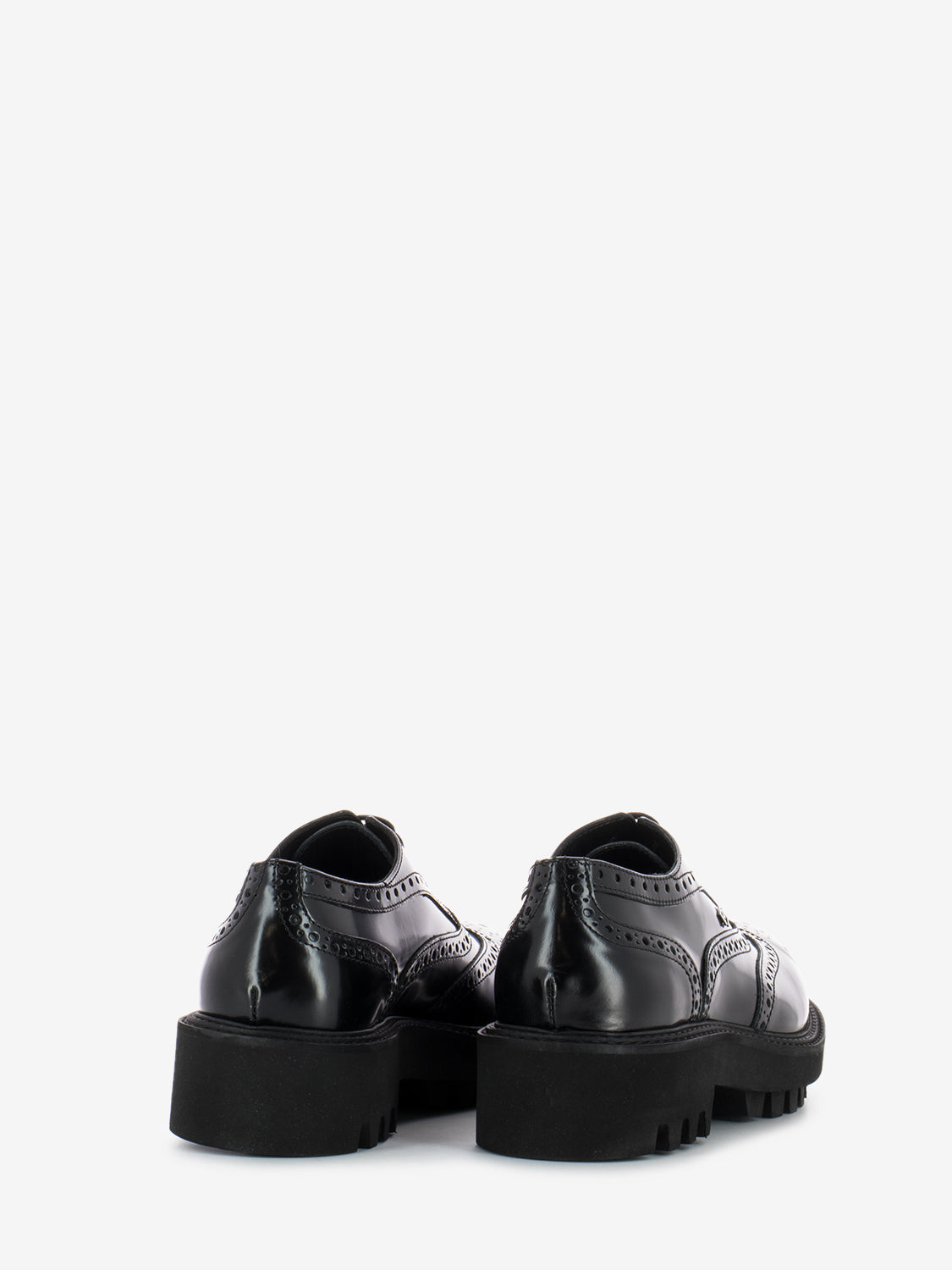 Black Abrasive Full-Brogue Derby Shoes