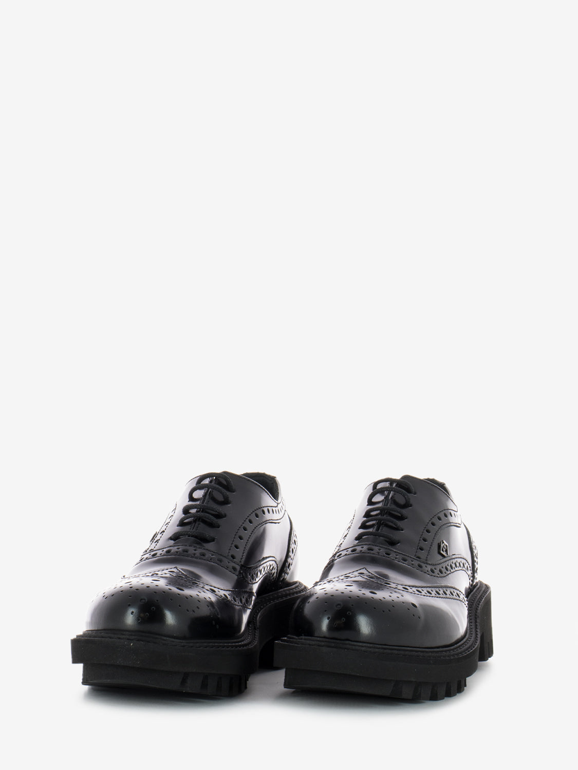 Black Abrasive Full-Brogue Derby Shoes