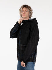 POP TRADING COMPANY - Big pocket hooded jacket black / navy check