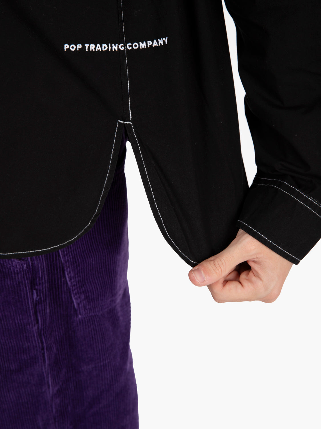 Black contrast stitching shirt