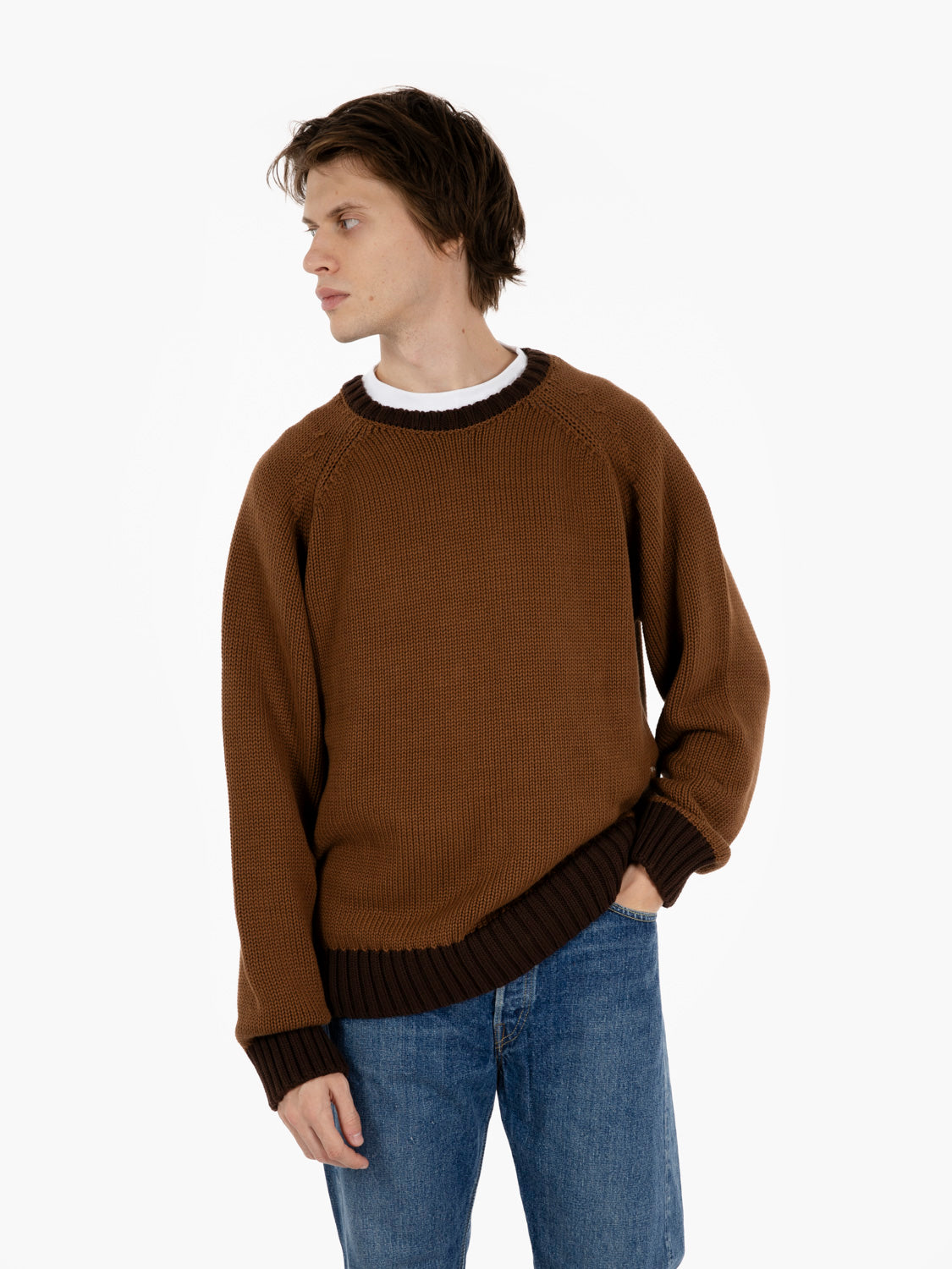 Knitted logo crewneck bison