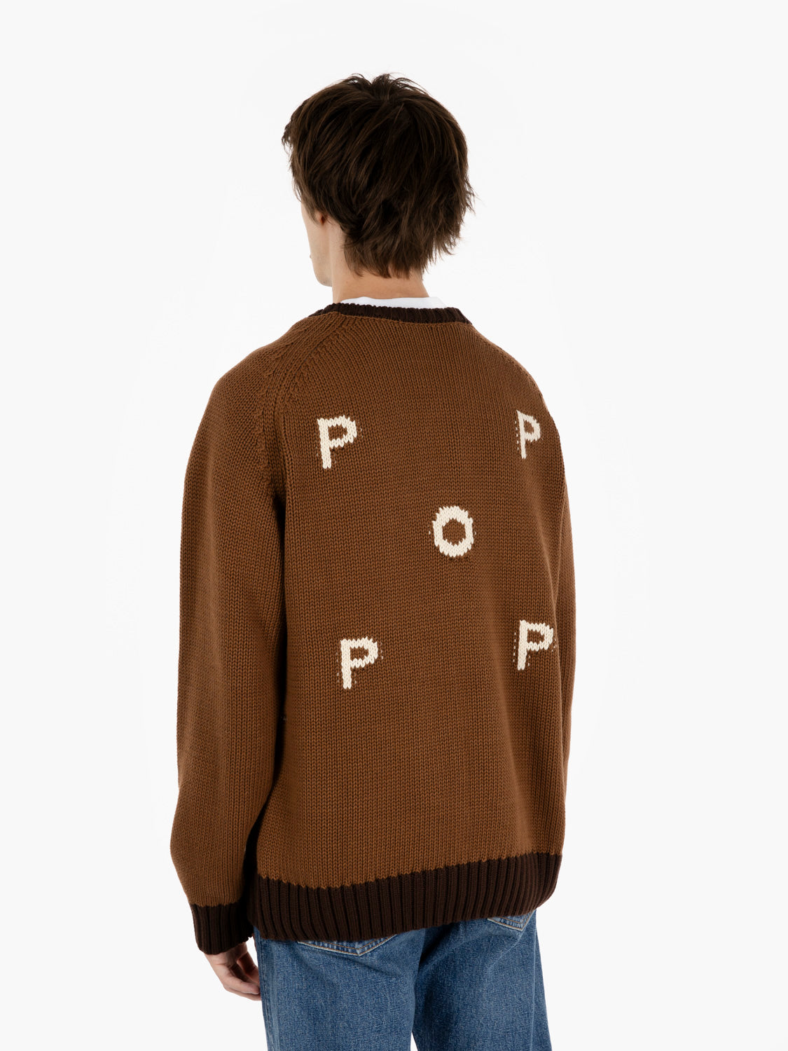 Knitted logo crewneck bison