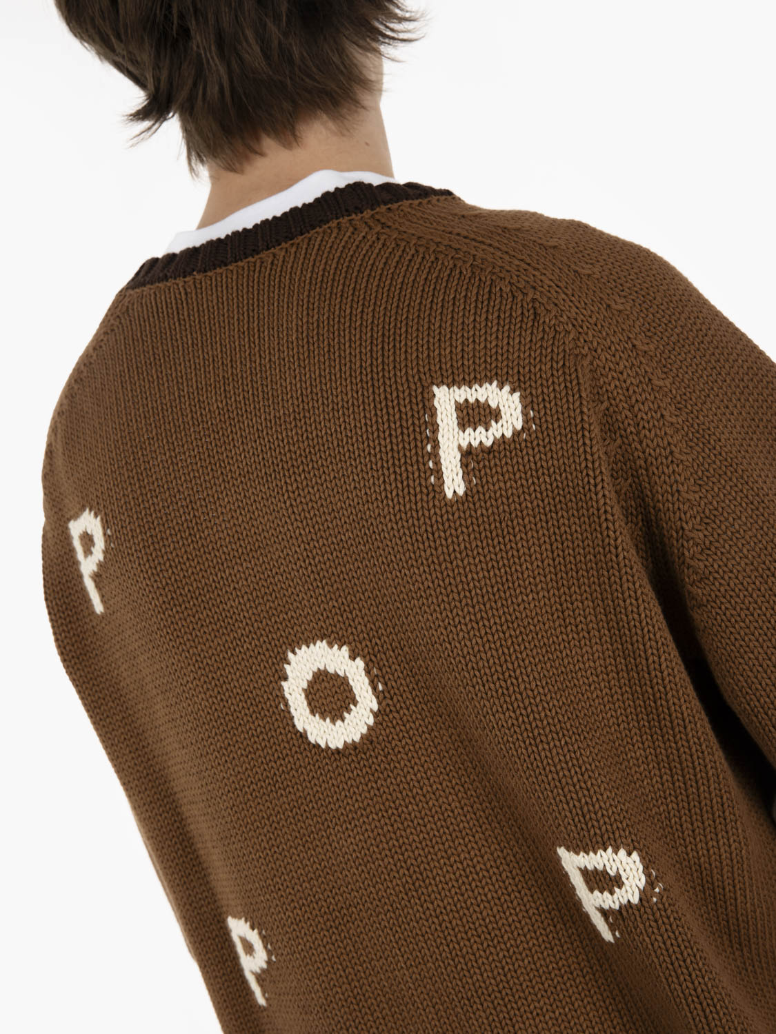 Knitted logo crewneck bison