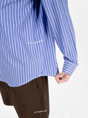 POP TRADING COMPANY - Logo striped shirt blue