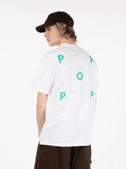 POP TRADING COMPANY - Logo t-shirt white / peacock green