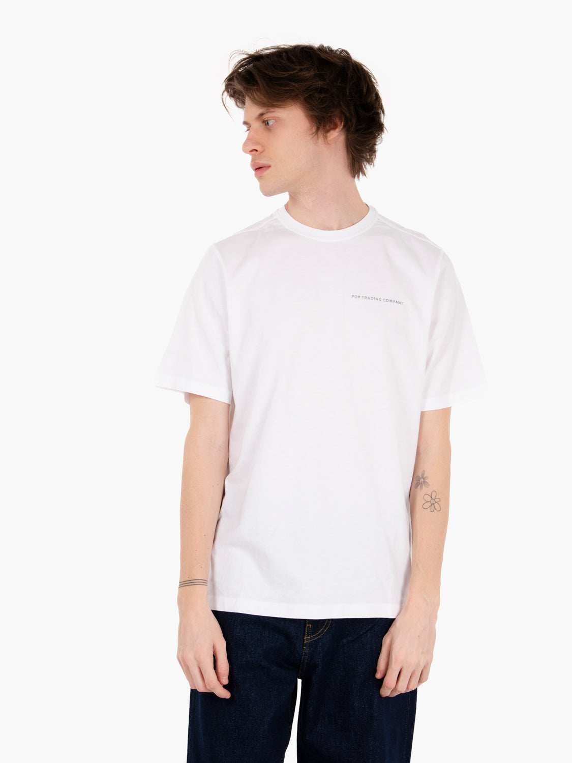 T-shirt con stampa logo fronte retro white