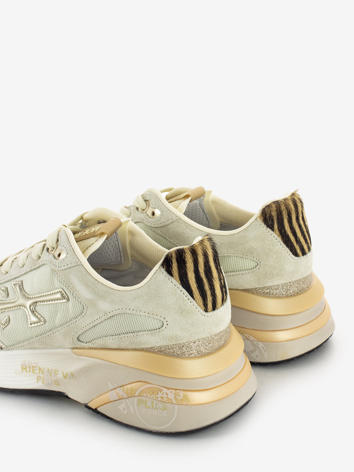 Sneakers Moerund suede e mesh beige / gold
