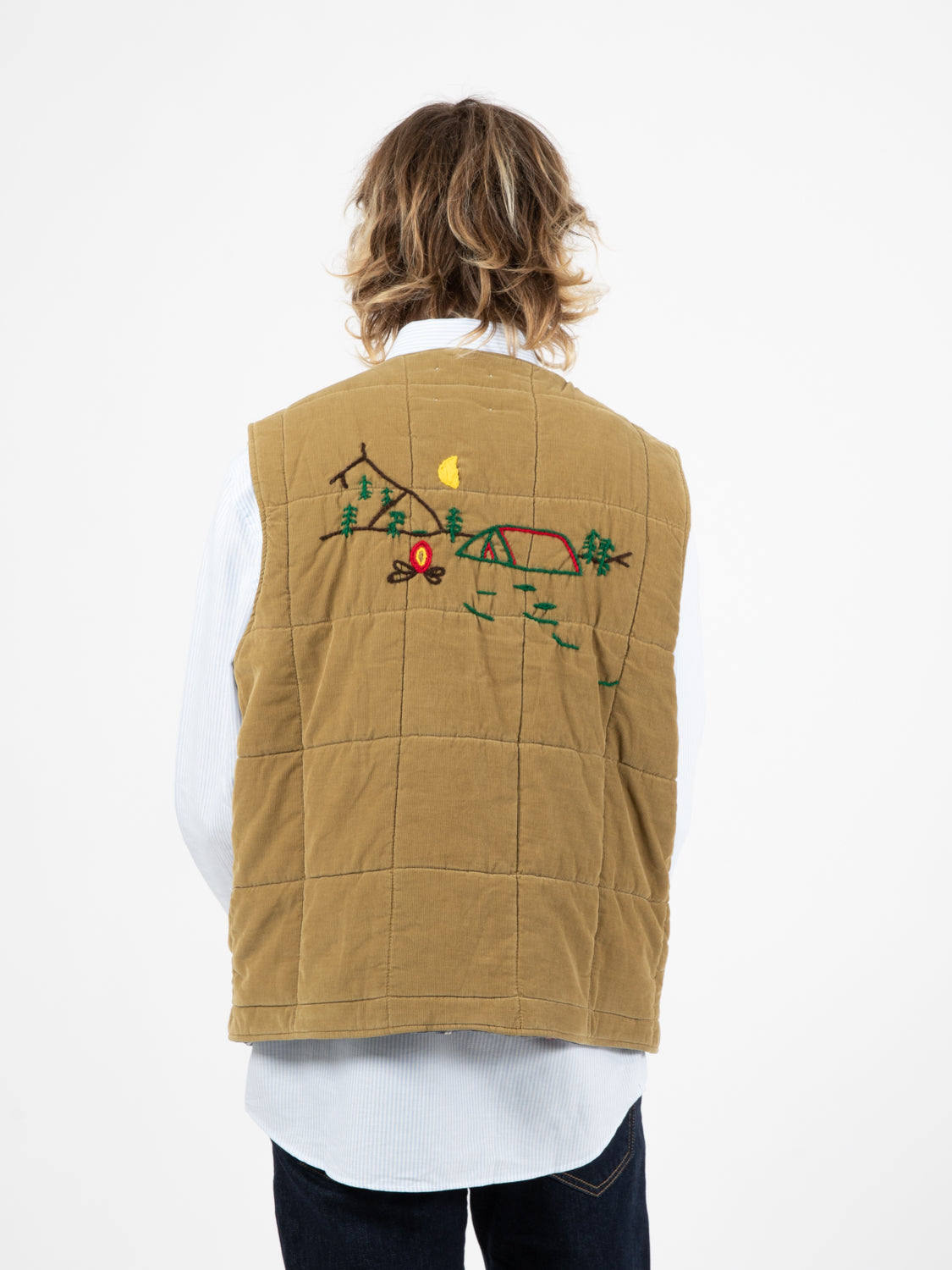 Khaki embroidered vest