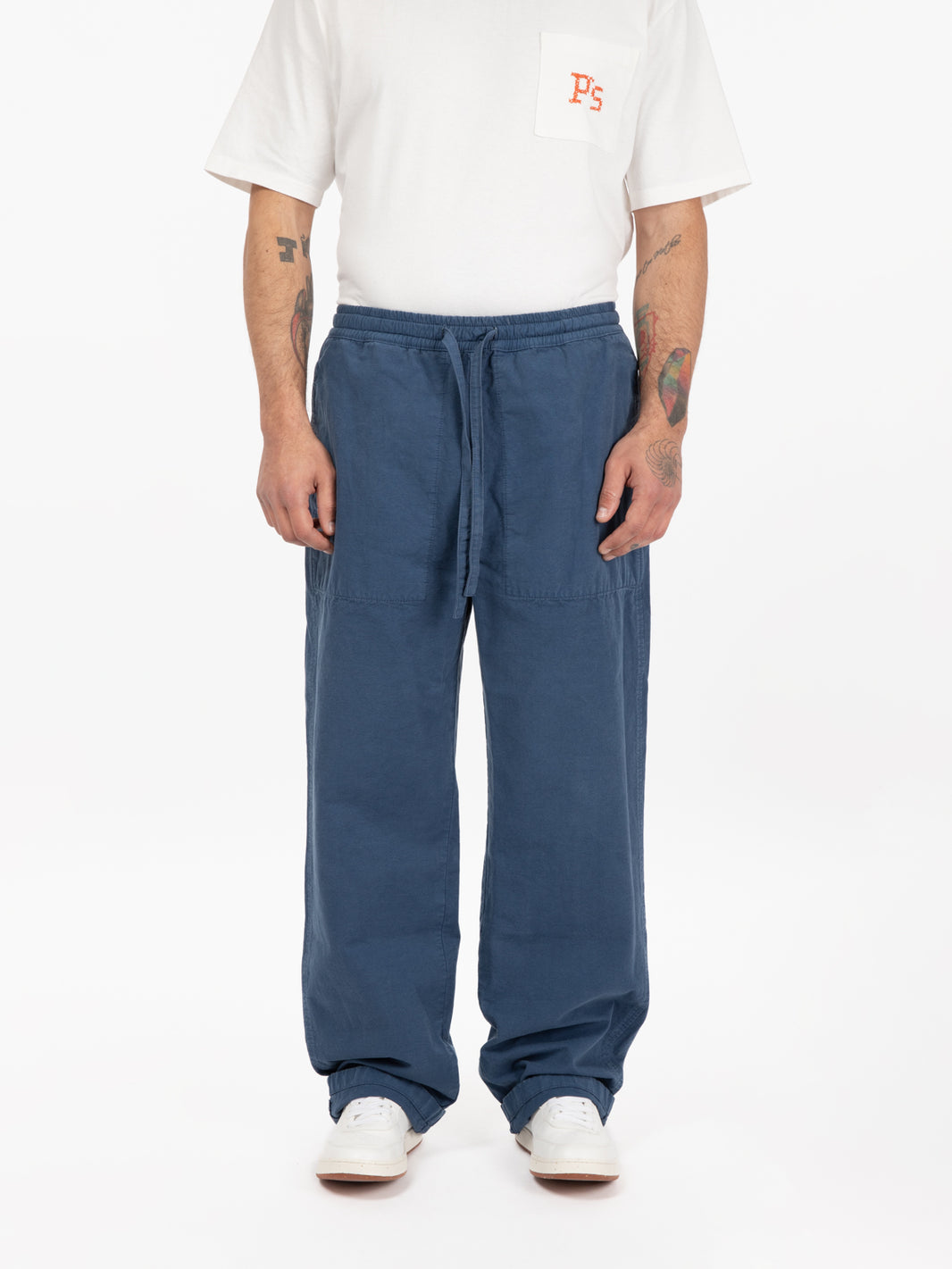Pantaloni Time Off canvas blue washed