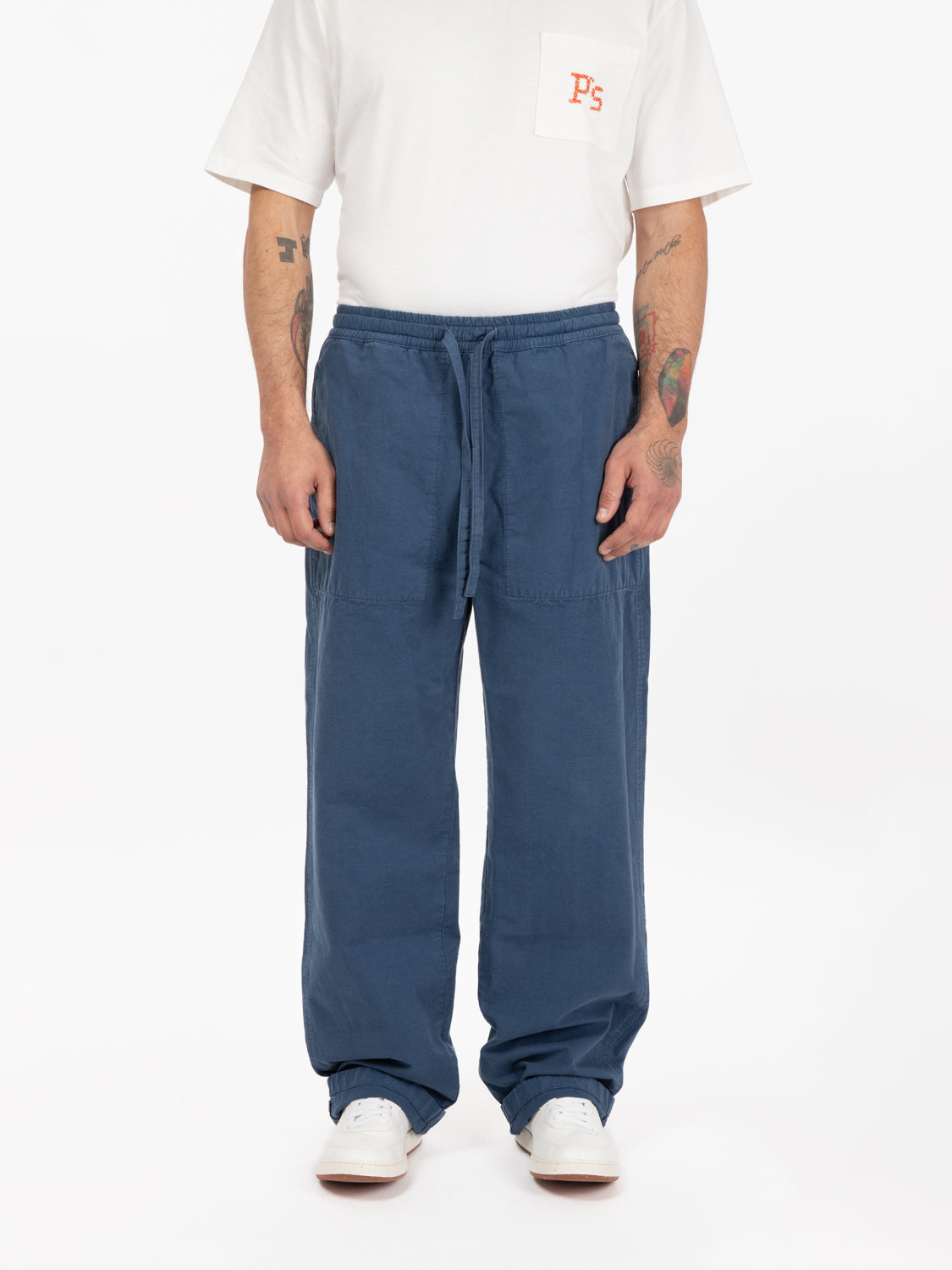 Pantaloni Time Off canvas blue washed