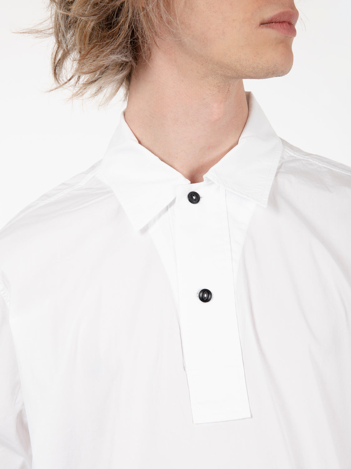Poplin polo shirt dyed off white