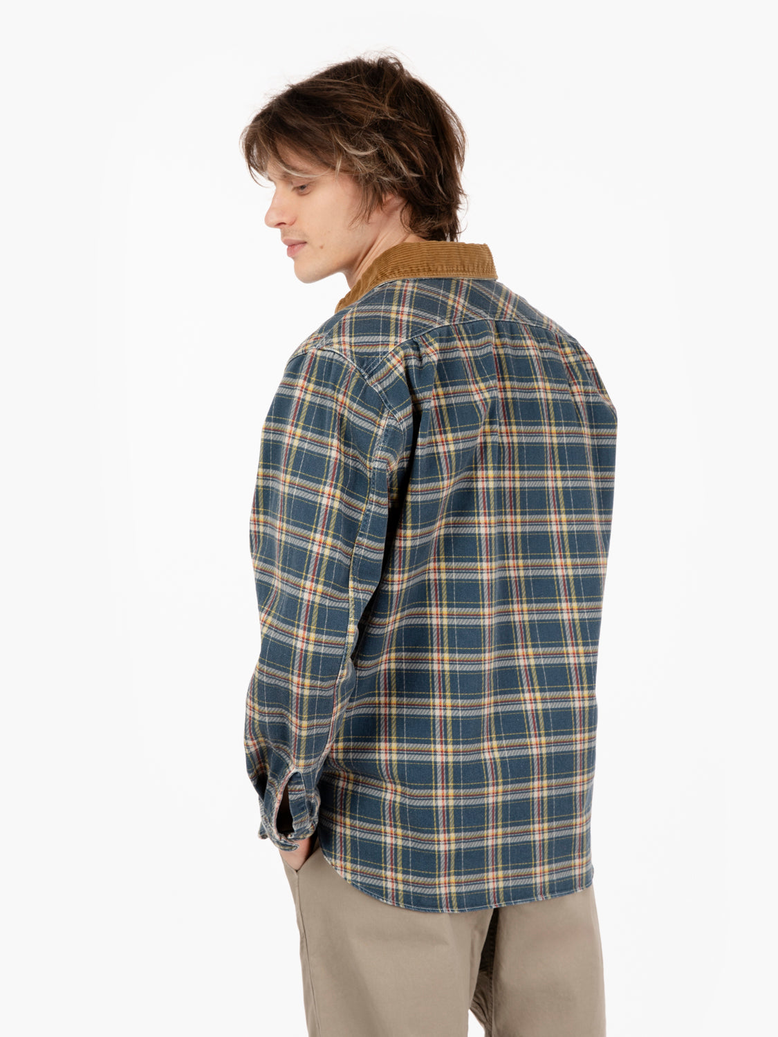 Kansas heavy check destroyed colbalt / rust overshirt