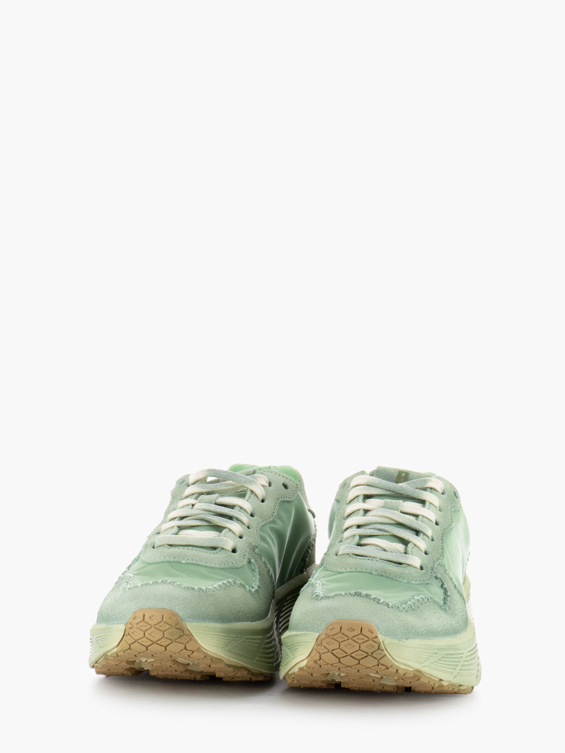 Sneakers in tessuto e suede menta