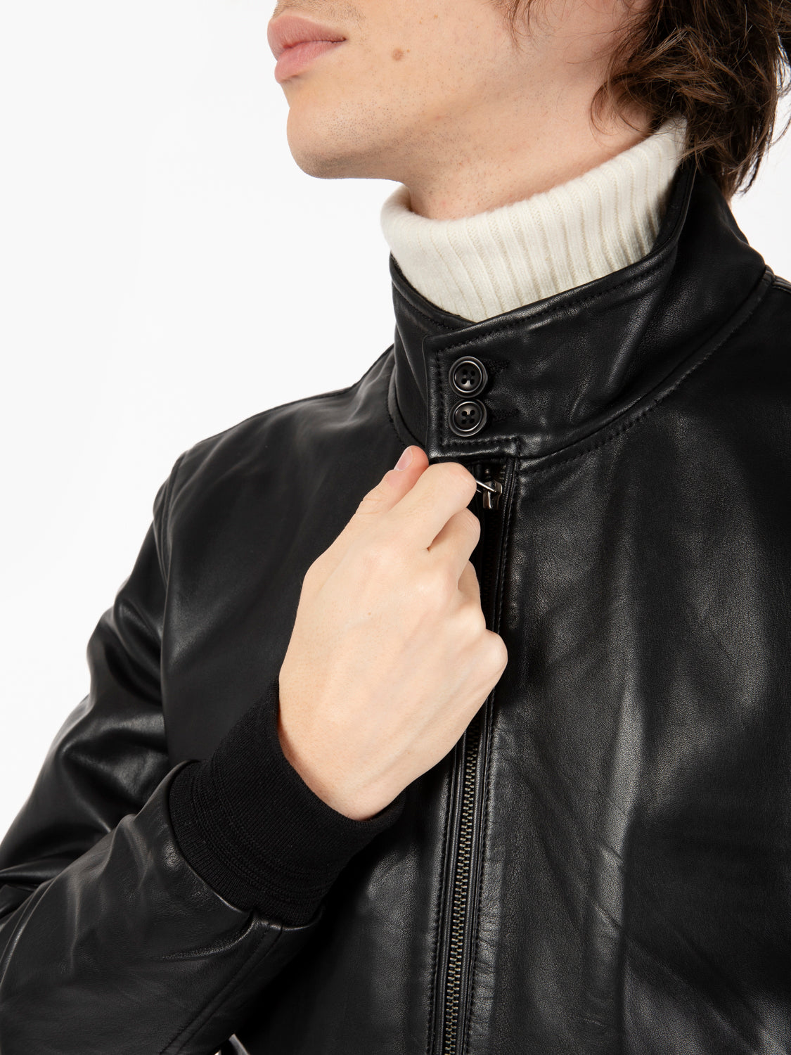 Black lined leather jacket