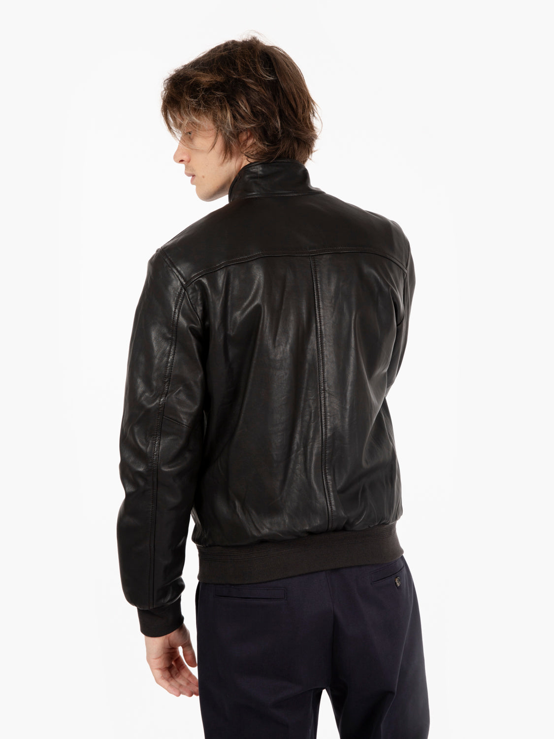 Dark brown lined leather jacket