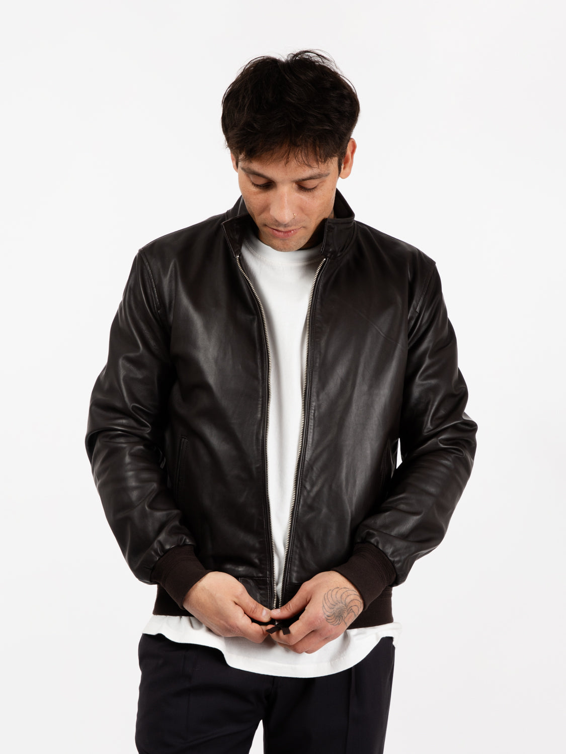 Dark brown lined nappa jacket